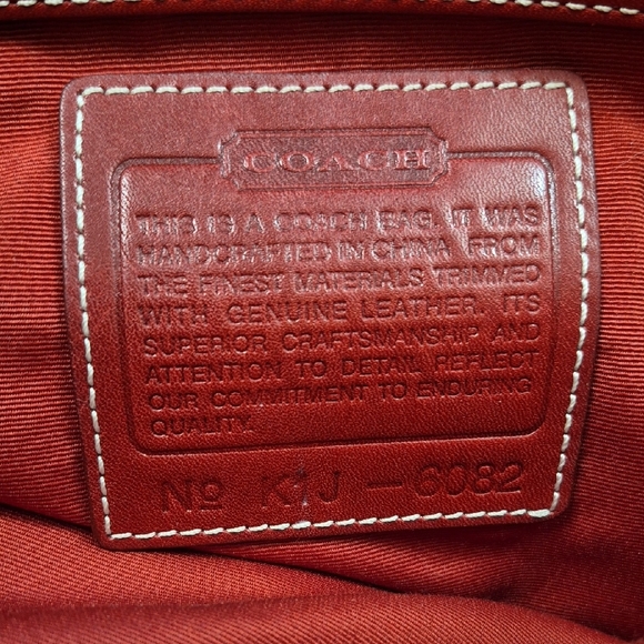 Coach Tan Signature Canvas Tote with Red Leather Trim Vintage K1J-6082 - Picture 11 of 15